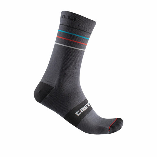 CASTELLI Endurance 15 Sock - Dark Grey / Sky Blue / Red
