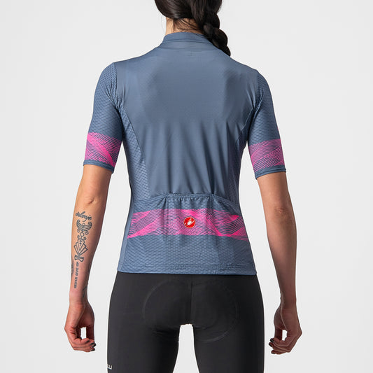 CASTELLI Fenice Women's Jersey - Steel Blue/Pink