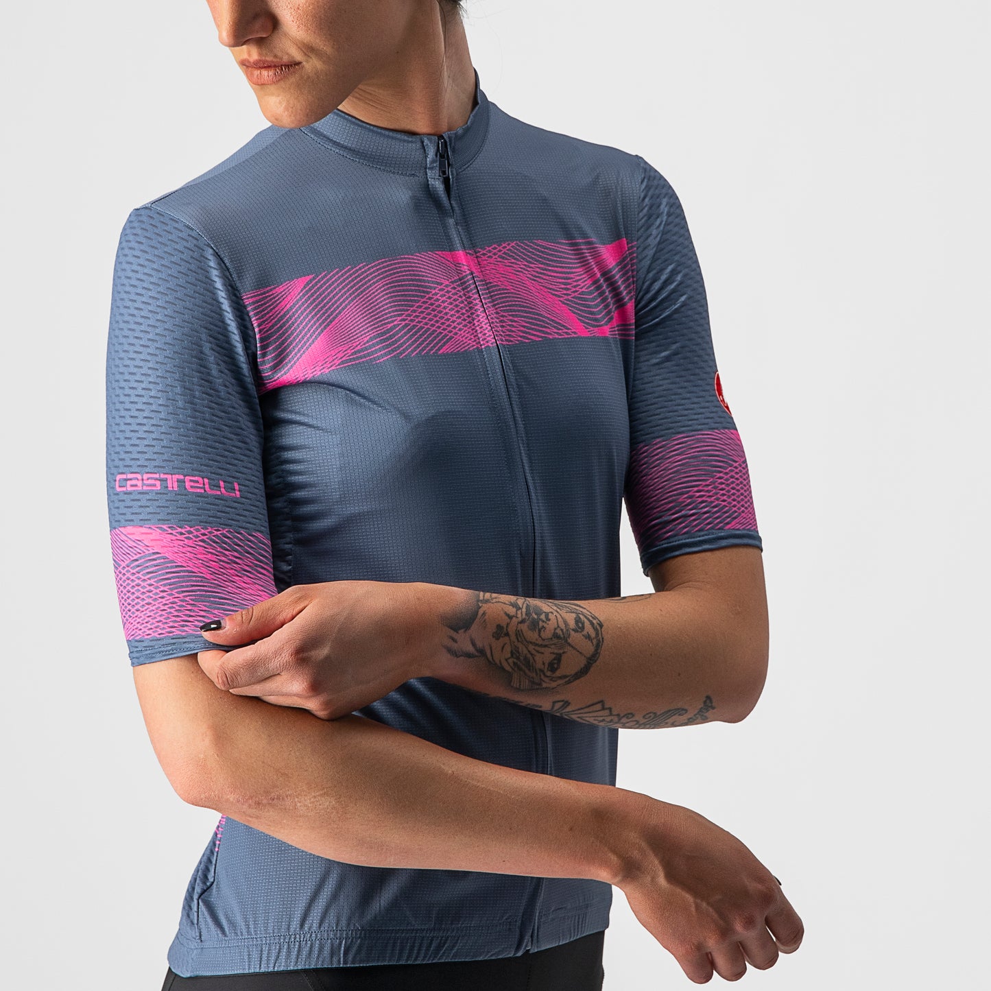 CASTELLI Fenice Women's Jersey - Steel Blue/Pink