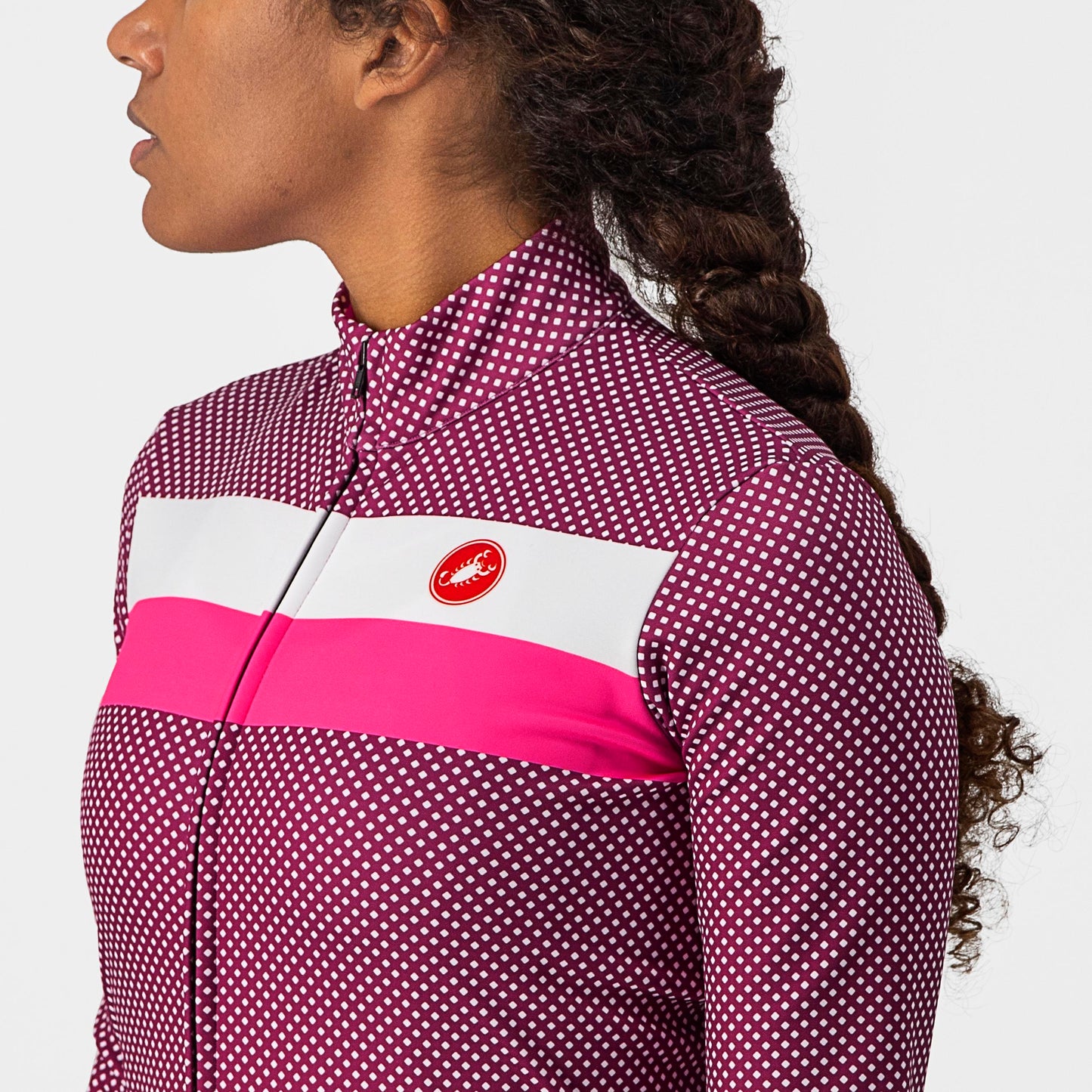 CASTELLI Volare LS Women's Jersey - Cyclament / White - Pink Fluo