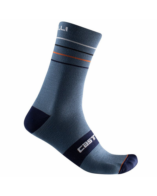 CASTELLI Endurance 15 Sock - Light Steel Blue / Pop Orange / White