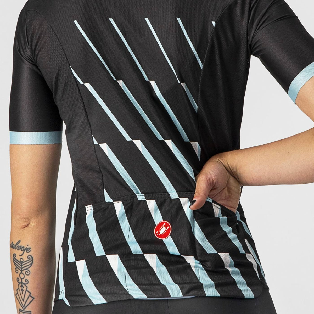 CASTELLI Pendio Women's Jersey -  Light Black / Sky Blue White